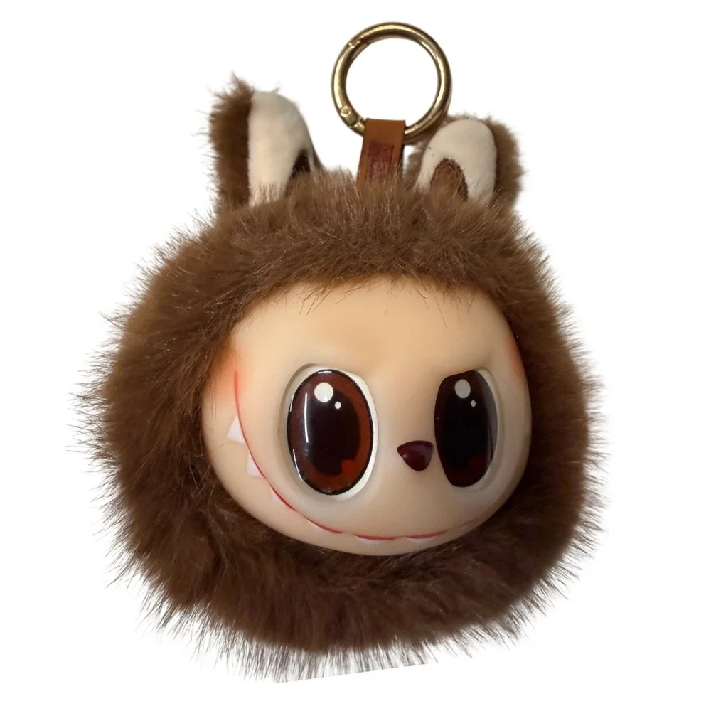 Pop Mart Labubu The Monsters Brown Plush Faux Fur Bag Charm Keychain 4-Inch